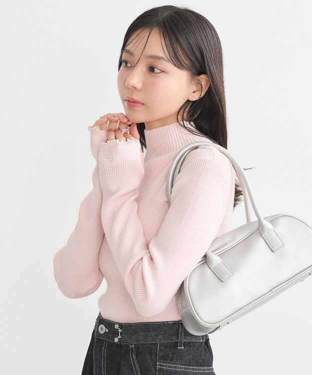 earth music&ecology 袖口刺繍リブニットプルオーバー Light Pink