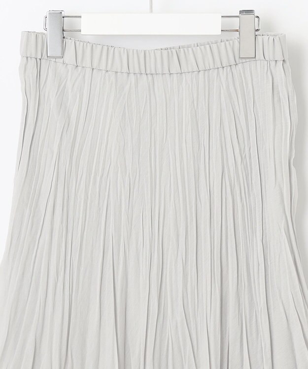 J.PRESS LADIES 【洗える】 スパンボイルワッシャー ランダムプリーツ スカート ライトグレー系