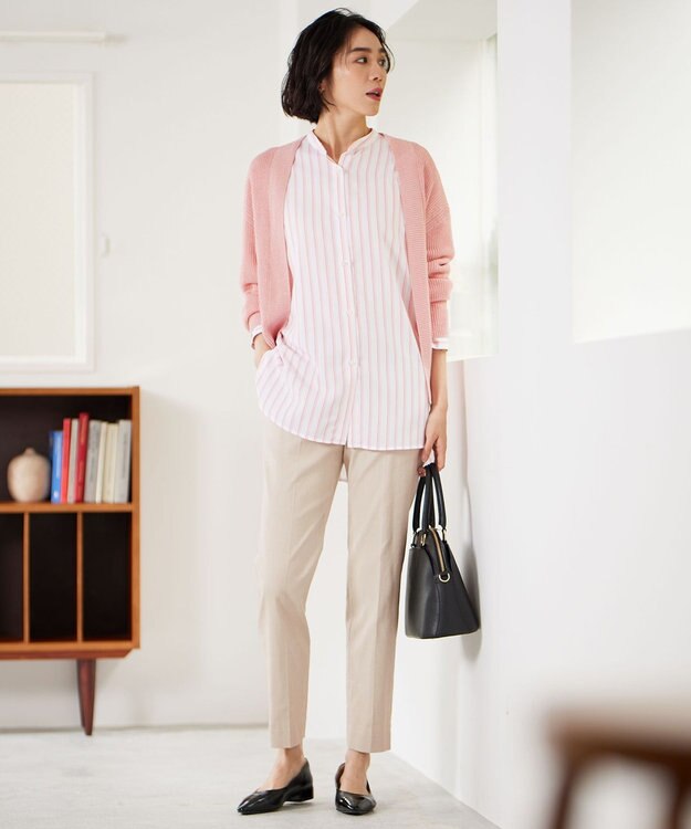 自由区 【接触冷感・UVカット・吸水速乾】シェルタリングオックステーパード パンツ シャンブレーベージュ