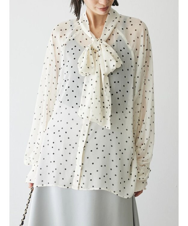 Green Parks AnriettMusee シアーボウタイブラウス Dot