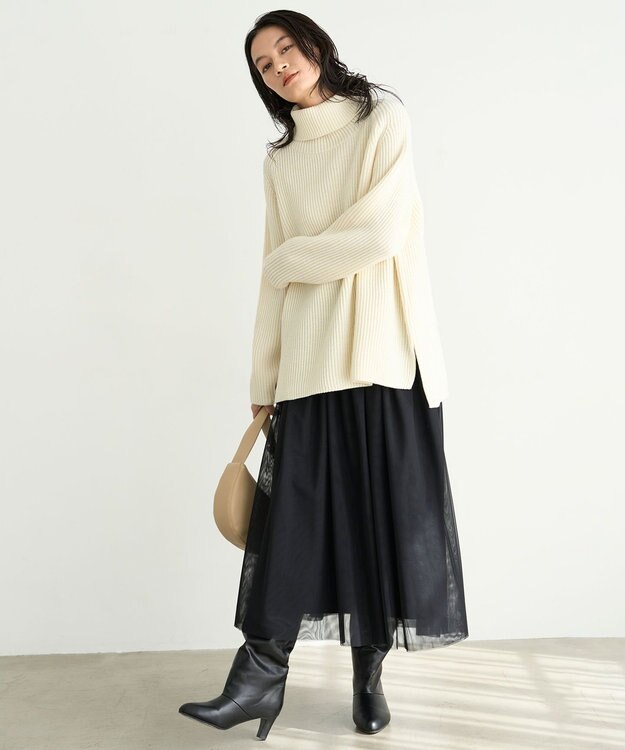 UNFILO あぜ編みオフタートルニット オフ