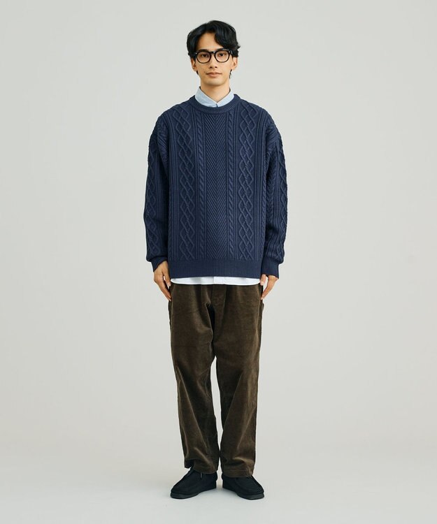 J.PRESS YORK STREET 【UNISEX】アランケーブル クルーニット ネイビー系