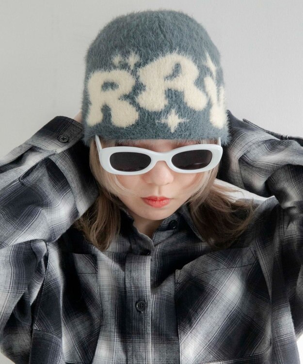 WEGO シャギーキラキラロゴニットキャップ グレー