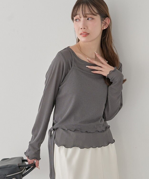 earth music&ecology 【SET2点】ツイストキャミレイヤードカットソー Gray