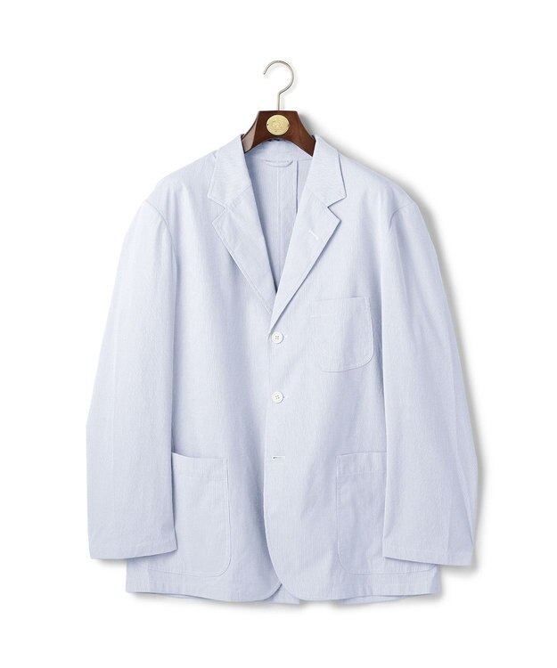 J.PRESS MEN 【J.PRES ORIGINALS】【UNISEX】Cordlane Seersucker 3B Sack Jacket サックスブルー系1