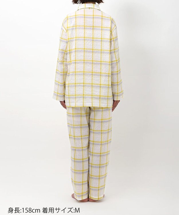 ワコール／睡眠科学 パジャマ 長袖 長ズボン 綿混ローン素材 レディース YDX343 睡眠科学／ワコール イエロー