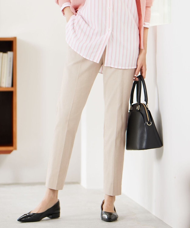 自由区 【接触冷感・UVカット・吸水速乾】シェルタリングオックステーパード パンツ シャンブレーベージュ