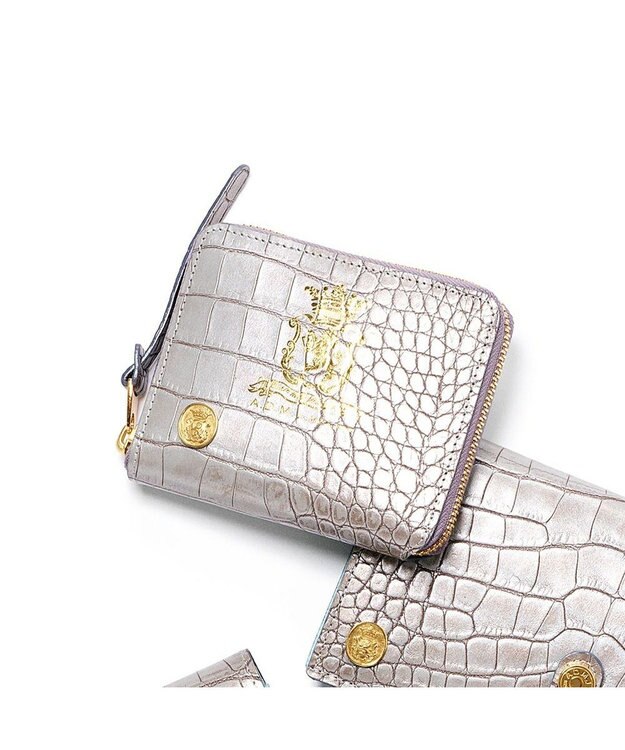 新品 A.D.M.J 牛革　クロコダイル型押し　がま口長財布 A.D.M.J 牛革 クロコダイル型押し がま口長財布