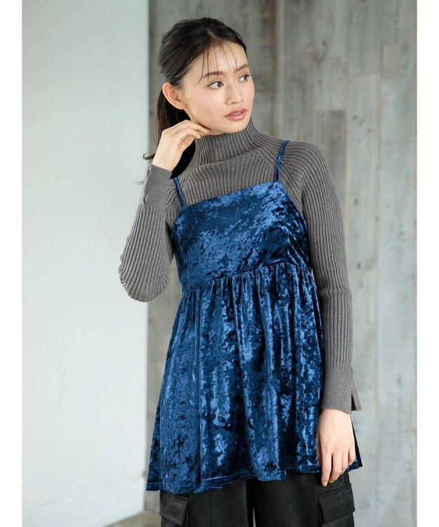 Green Parks ・ＥＬＥＮＣＡＲＥ　ＤＵＥクラッシュベロアキャミチュニック Blue