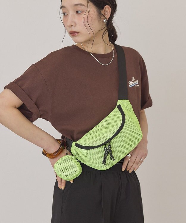 AMERICAN HOLIC 【2点SET】ポーチ付ダブルメッシュウエストポーチ Yellow
