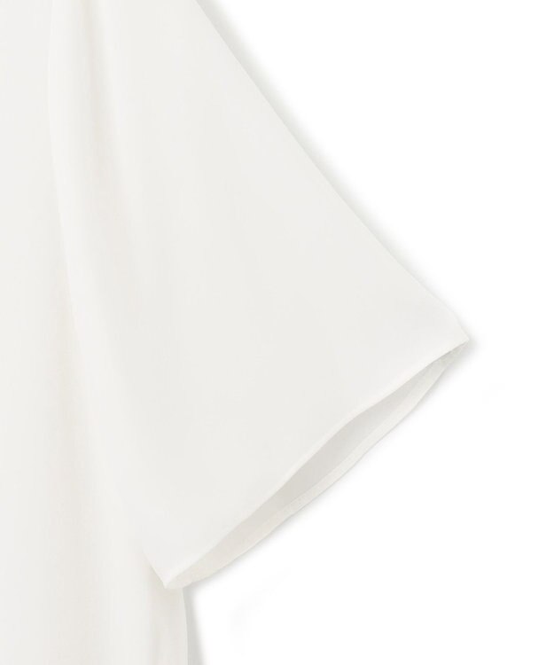 ICB 【洗える】BackSatinAmunzen 5分袖スカーフタイブラウス オフホワイト系