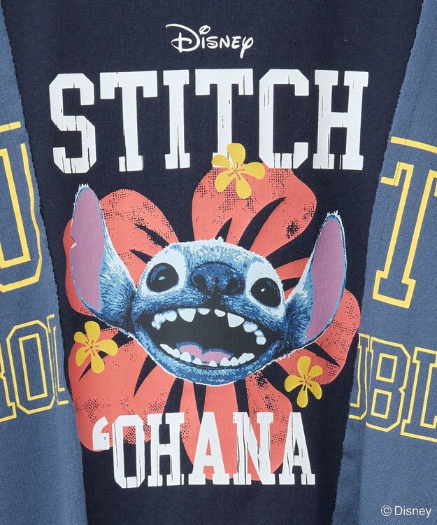 Green Parks スティッチ／リメイク風ドッキングＴシャツ Blue