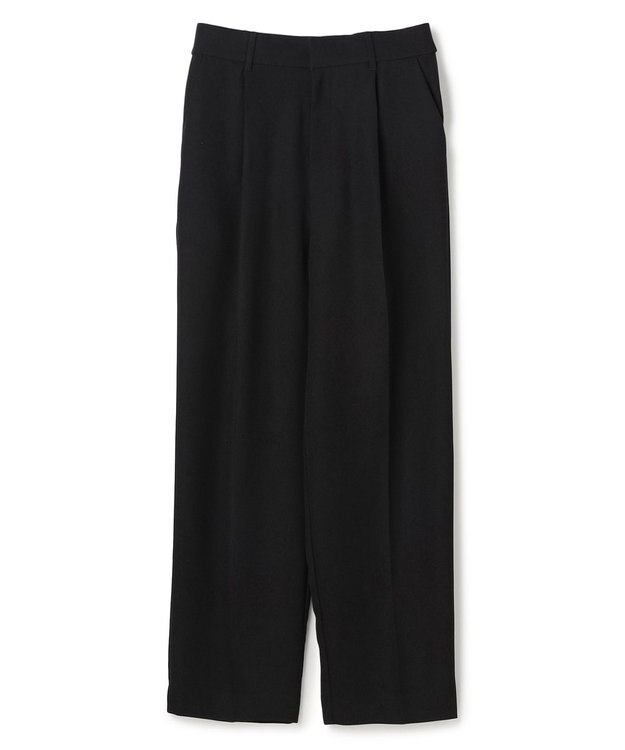 UNFILO 【ウエストゴム/セレモニー】ドライダブルクロス タックテーパードパンツ ブラック