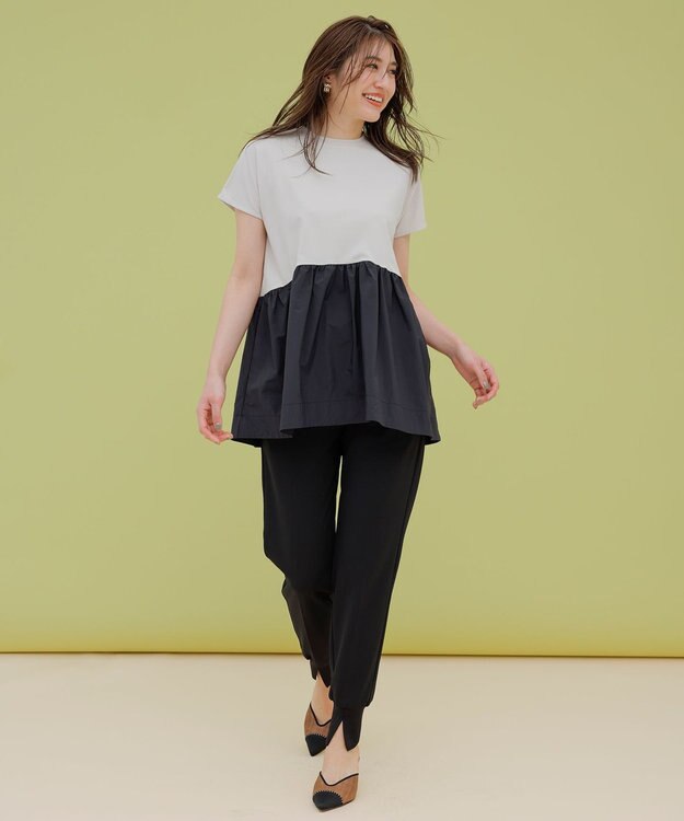 UNFILO L 【GLOW 6月号掲載/接触冷感/ストレッチ】BEAUTY FORM タフタコンビTシャツ ベージュ