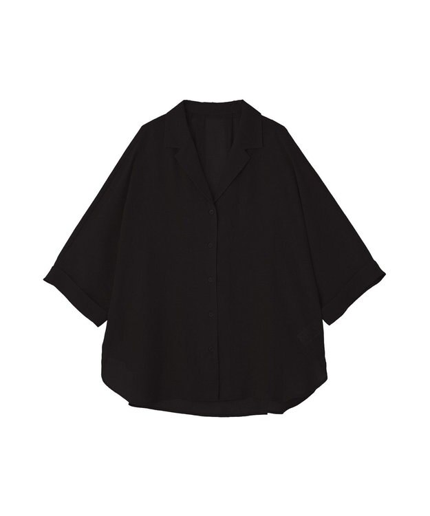 Green Parks 開襟シアーシャツジャケット Black