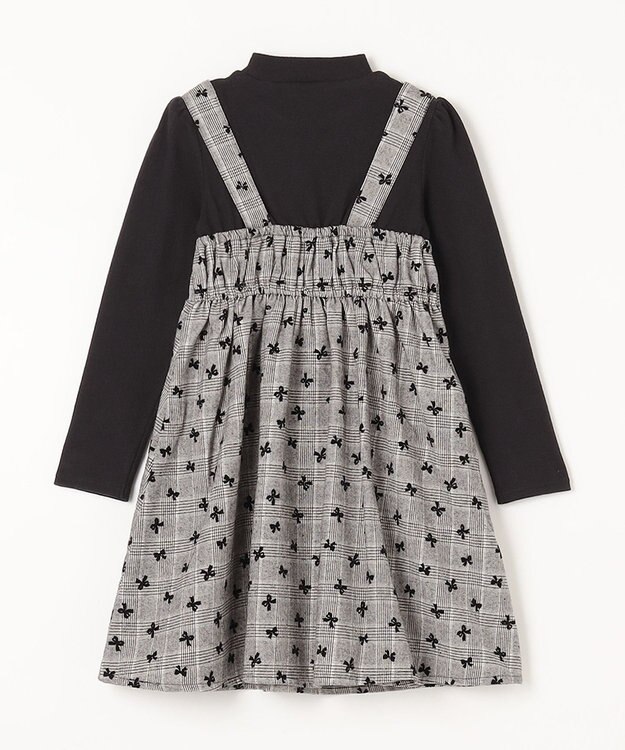 ANY KIDS チェック柄 ドッキング ワンピース ブラック