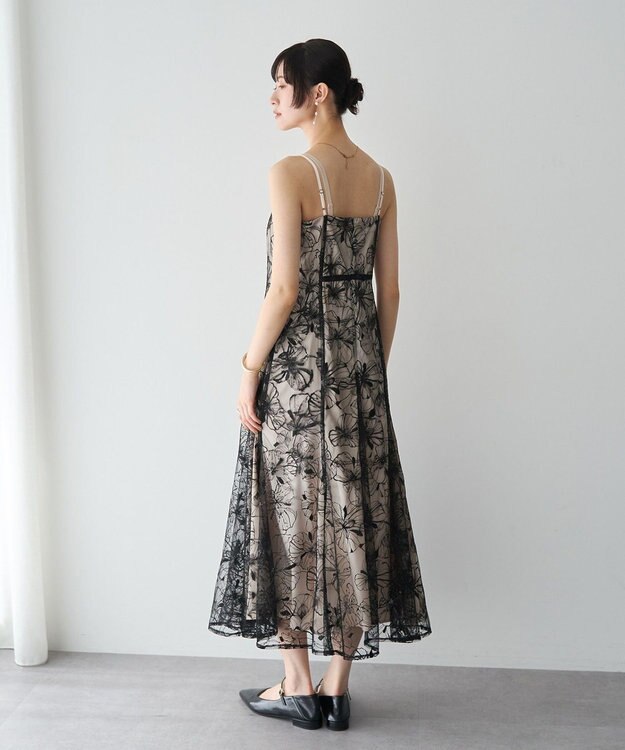 YECCA VECCA 【2点SET】フラワー柄スパンコール刺繍ドレス Ivory