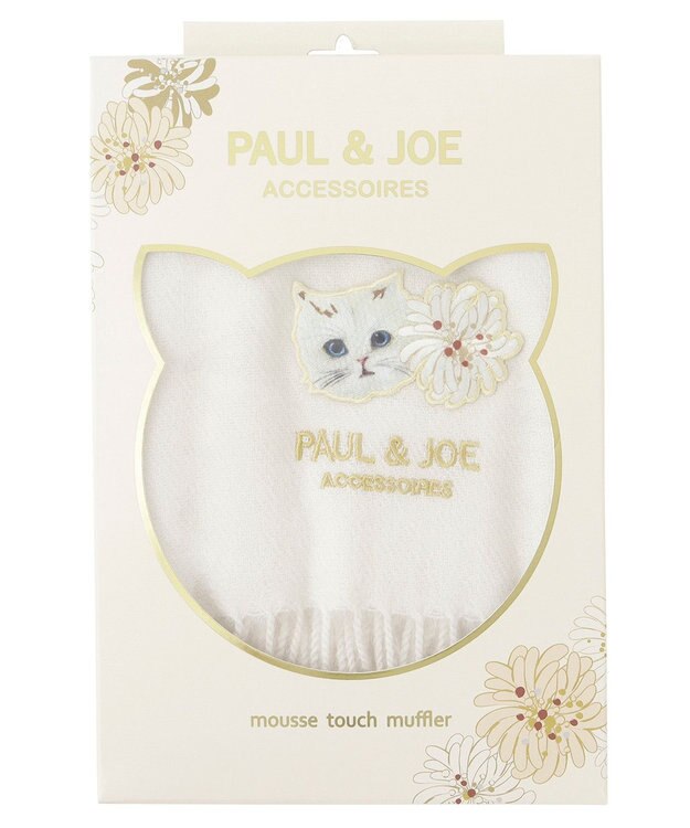 MOONBAT PAUL & JOE ACCESSOIRES ジプシー×クリザンテームワッペン付きムースタッチマフラー（パッケージ入り） オフホワイト