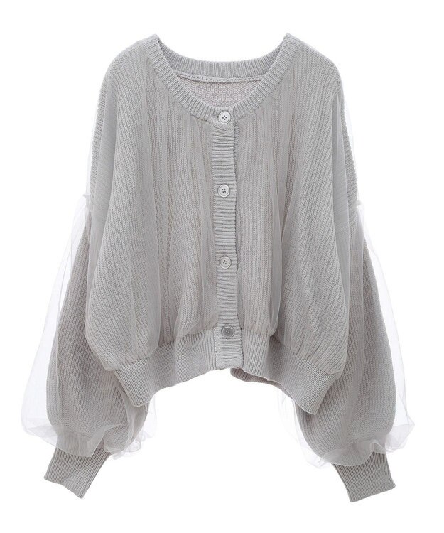 earth music&ecology チュールレイヤードカーディガン Gray