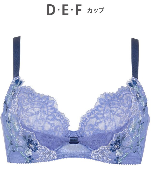 WACOAL 【リボンブラ】 【脇すっきり】 ブラジャー 脇高設計 着やせシルエット 動いても谷間をキープ ペアショーツあり レディース BRB413 /ワコール ブルー