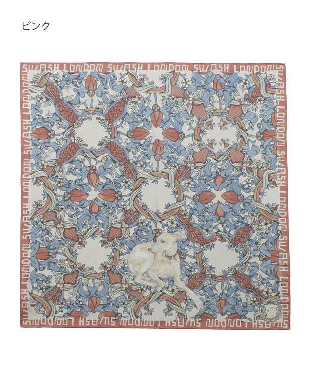 MOONBAT SWASH LONDON 大判シルクツイルスカーフ Tapestry 68×68cm 日本製 ピンク