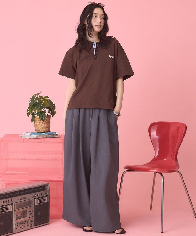 AMERICAN HOLIC 【PENNEY'S】配色ポロ+ショートパンツ Brown