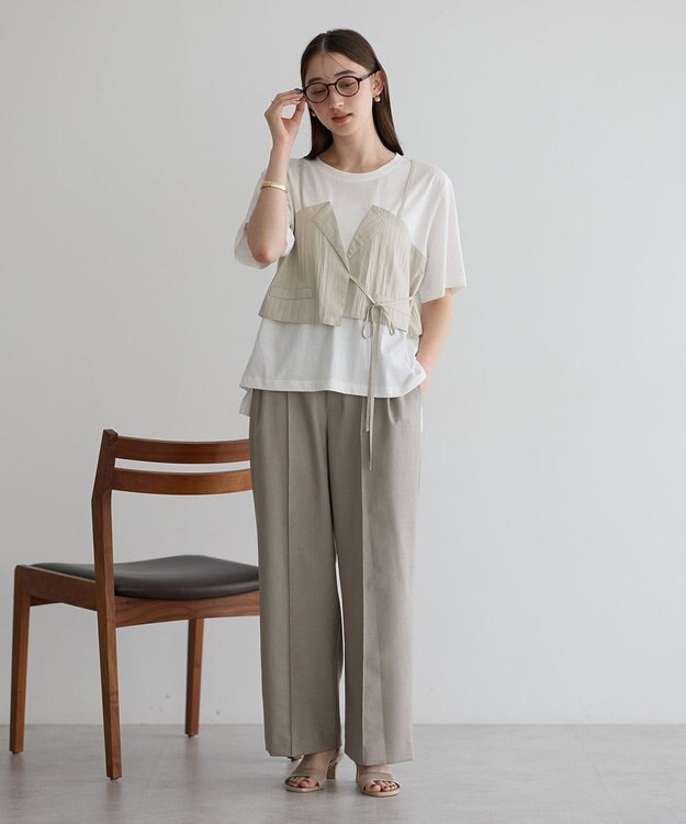 YECCA VECCA ビスチェレイヤード風デザインTee White