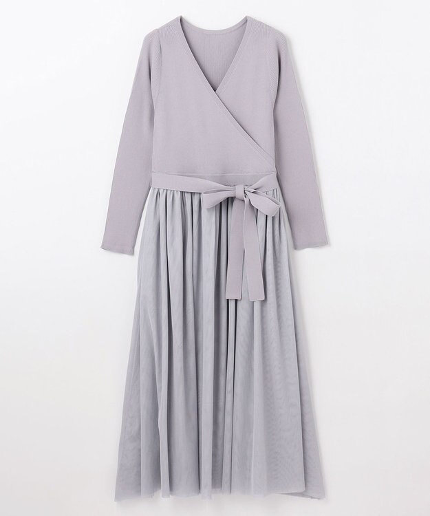 GRACE CONTINENTAL チュールコンビニットワンピース グレー