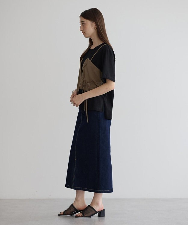 YECCA VECCA ビスチェレイヤード風デザインTee Black