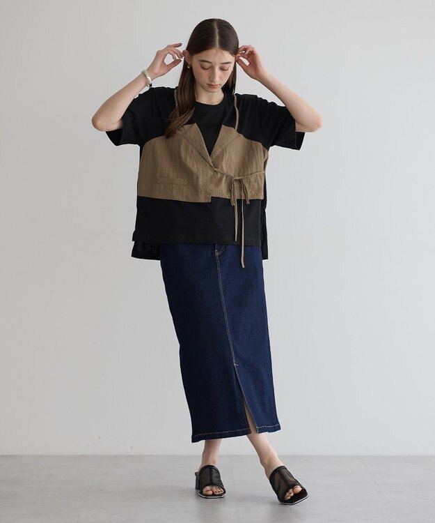 YECCA VECCA ビスチェレイヤード風デザインTee Black