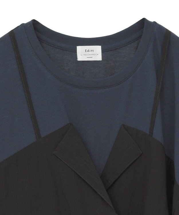 YECCA VECCA ビスチェレイヤード風デザインTee Navy