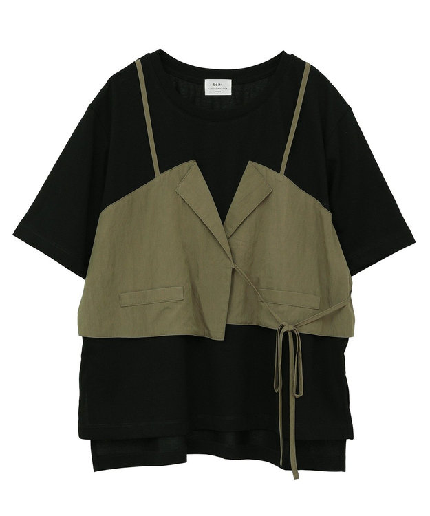 YECCA VECCA ビスチェレイヤード風デザインTee Black