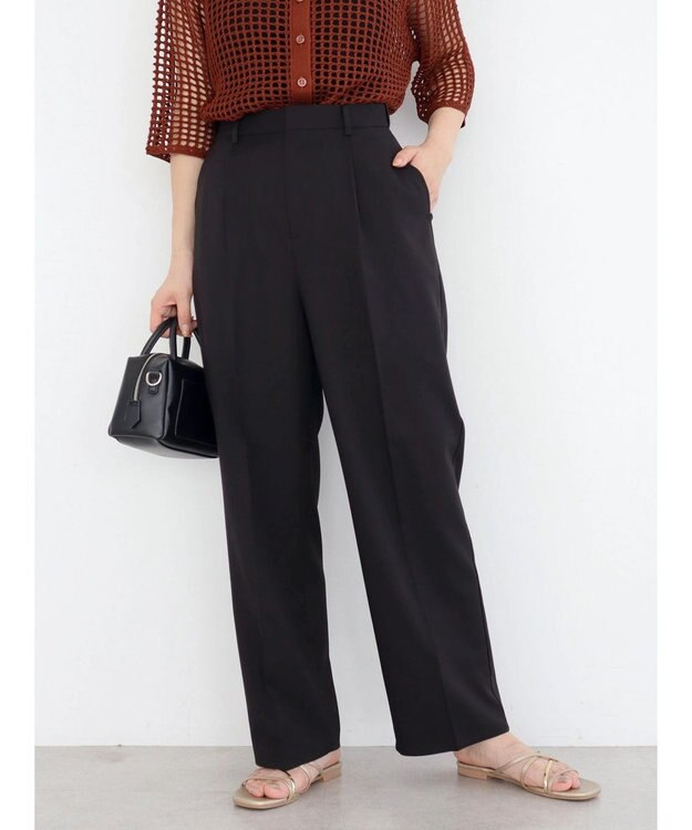 Green Parks きれいシルエットパンツ（ワイドストレート） Black