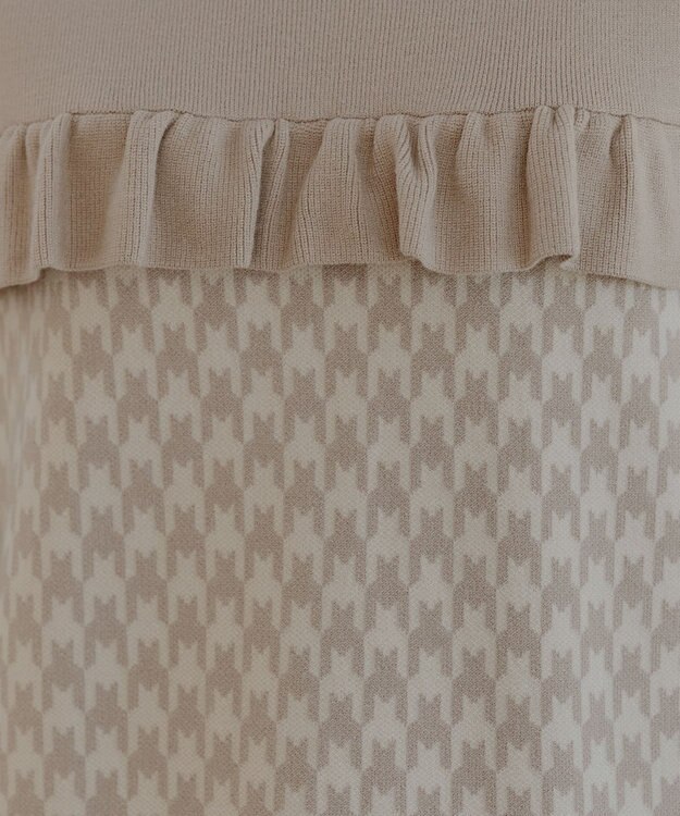 Tiaclasse L 【洗える】ジャカードフリルチュニック ベージュ