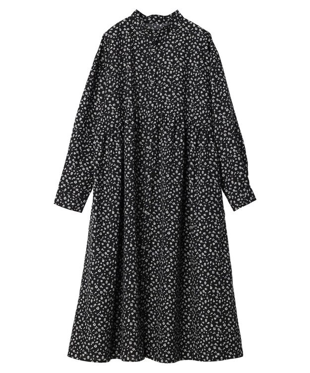 Green Parks ２ｗａｙ小花柄ギャザーシャツワンピース Black