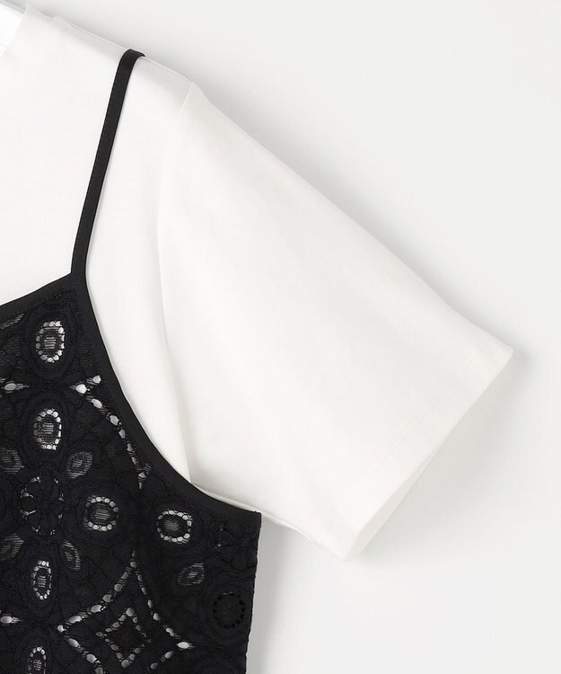 自由区 レースコンビ Tシャツ オフ×ブラック