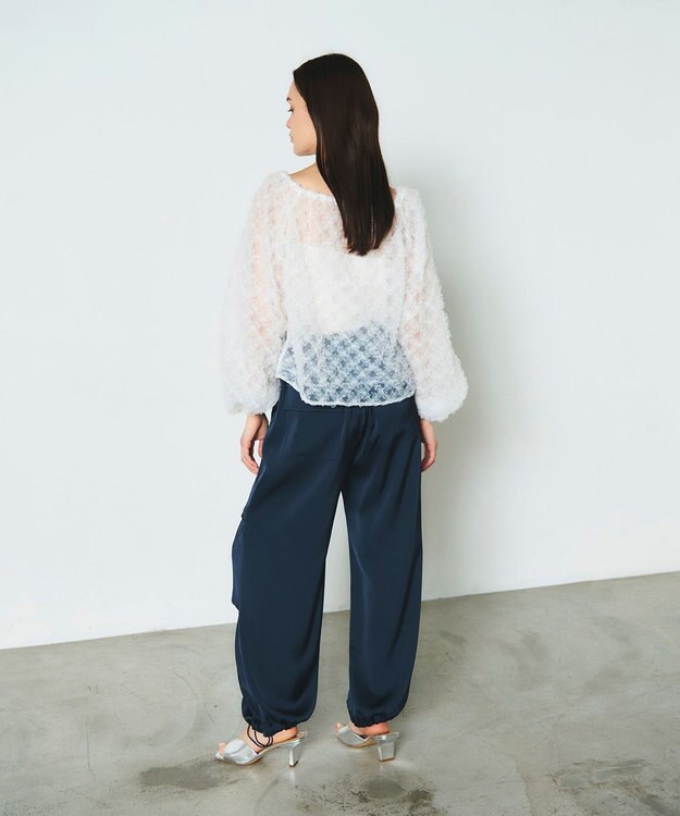 GRACE CONTINENTAL チュール刺繍トップ ホワイト