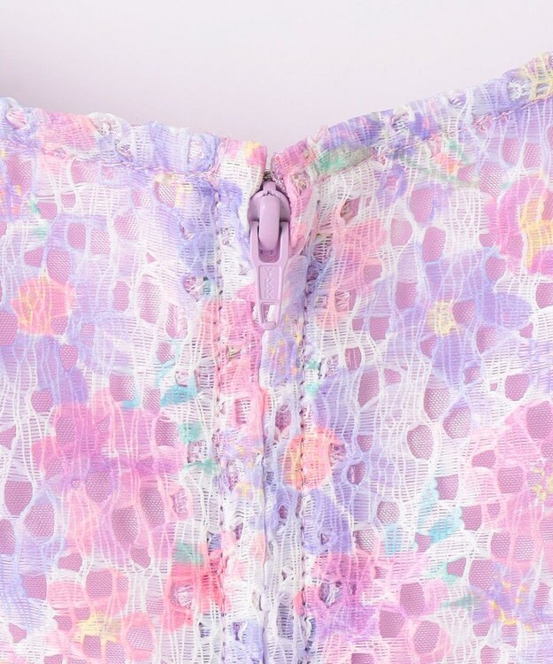 ANY KIDS フラワープリントレースワンピース ラベンダー