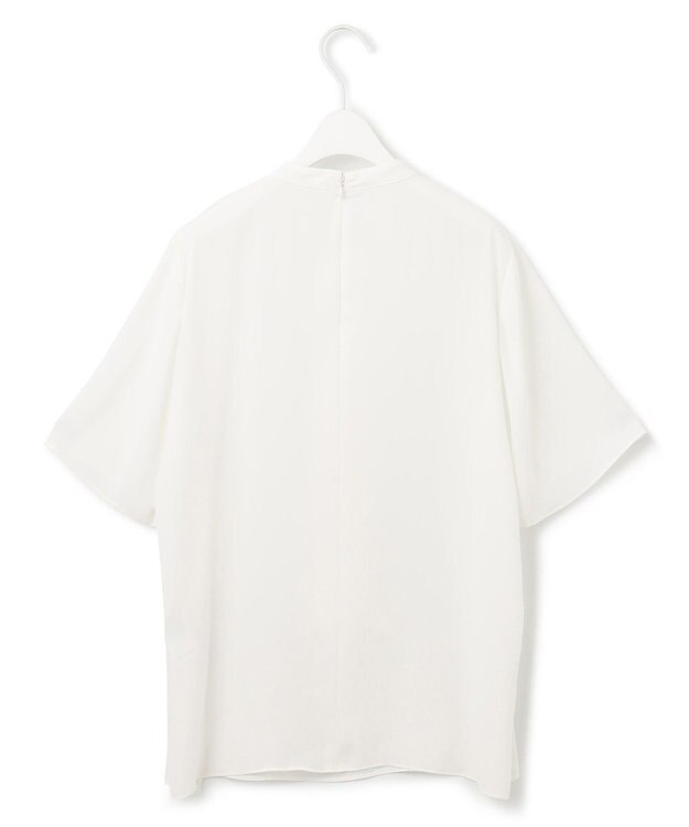 ICB 【洗える】BackSatinAmunzen 5分袖スカーフタイブラウス オフホワイト系