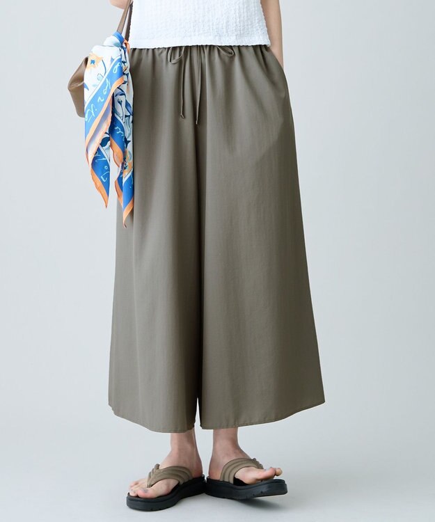 ANY 楽映えガウチョパンツ カーキ