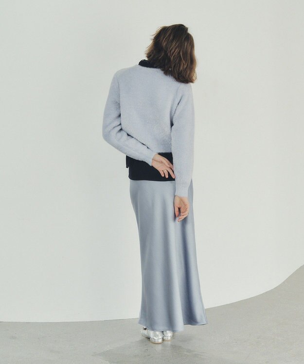 YECCA VECCA サテンフレアスカート Grayish Blue