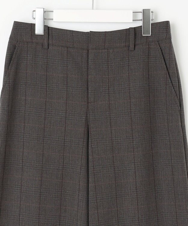 J.PRESS LADIES 【洗える】T/Rアルガンシルク チェック ワイド パンツ ブラウン系3