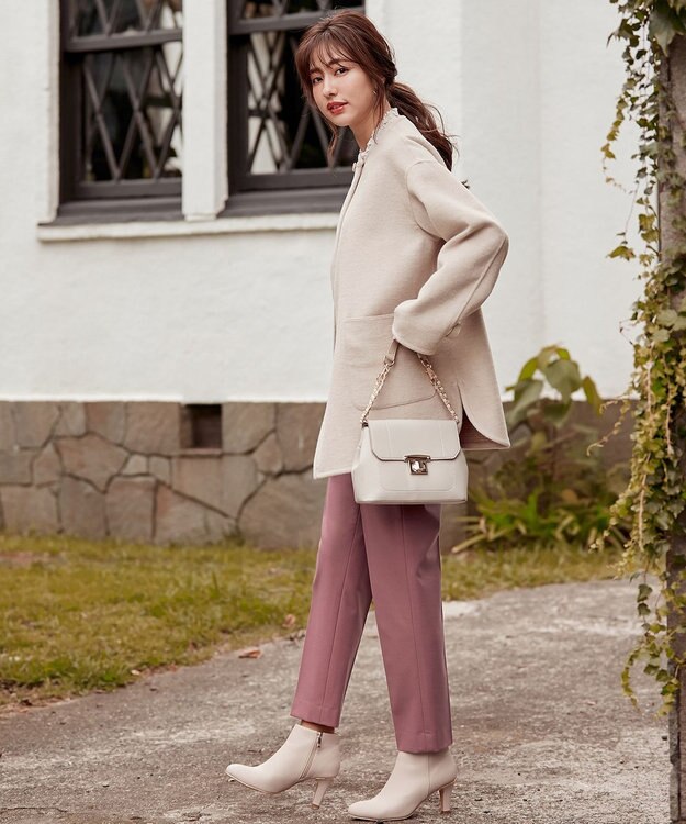 ANY SIS トリミングウールリバー コート アイボリーベージュ