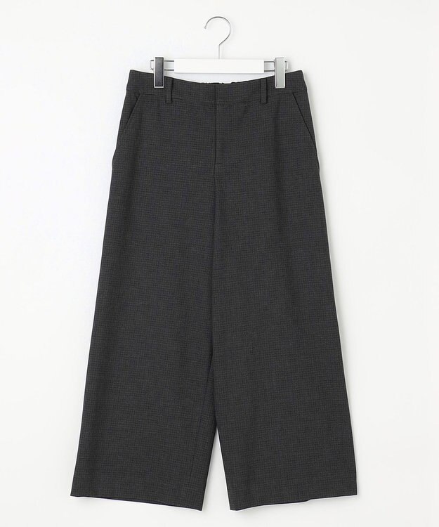 J.PRESS LADIES 【洗える】T/Rアルガンシルク チェック ワイド パンツ ライトグレー系3