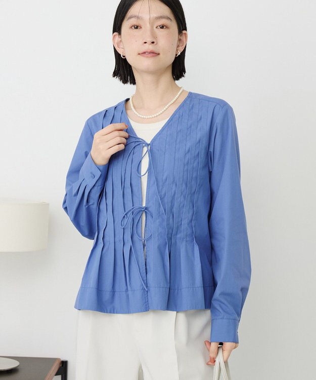 AMERICAN HOLIC 【イージーケア】ピンタックブラウス Blue