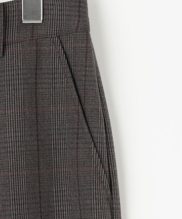 J.PRESS LADIES 【洗える】T/Rアルガンシルク チェック ワイド パンツ ブラウン系3