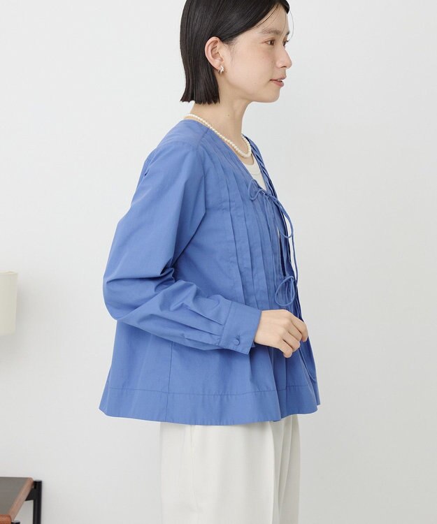 AMERICAN HOLIC 【イージーケア】ピンタックブラウス Blue