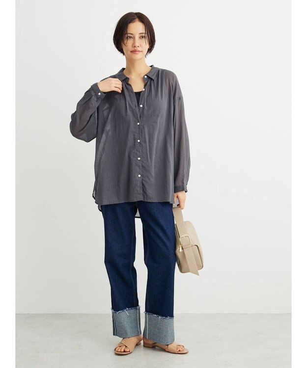 Green Parks インド綿　柔らかボイルシャツ Black