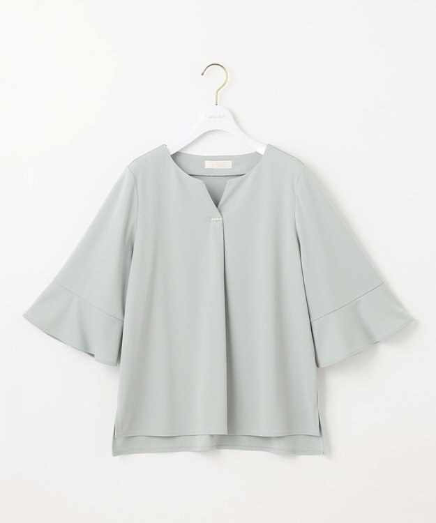 ANY SIS 【接触冷感・吸水速乾・UVケア】エアリードレープスムース 七分袖 ブラウス ミント