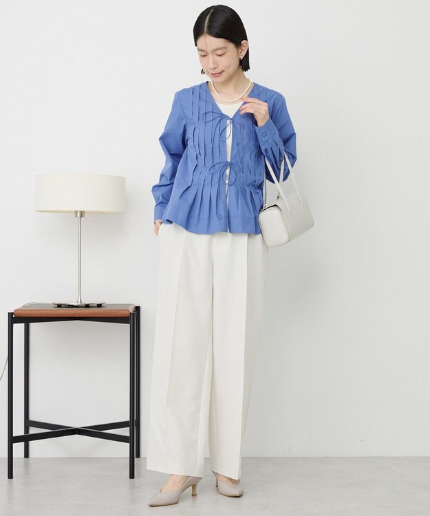 AMERICAN HOLIC 【イージーケア】ピンタックブラウス Blue